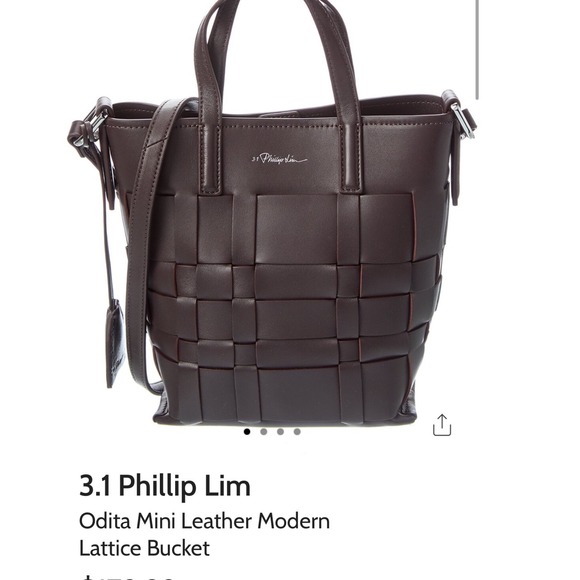 3.1 Phillip Lim Handbags - 3.1 Phillip Lim Chocolate Leather Mini Modern Lattice Bucket Bag with Pouch